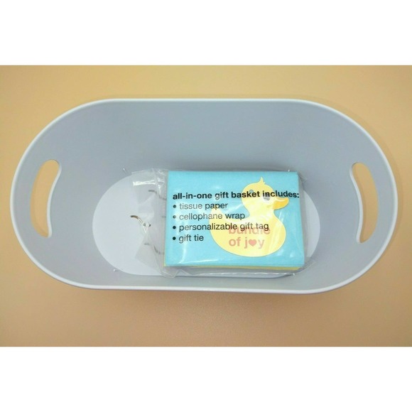 Gift Basket Kit for Baby Shower Kids Easter Birthdays Holiday 5pc Set Gray Oval - Picture 4 of 4